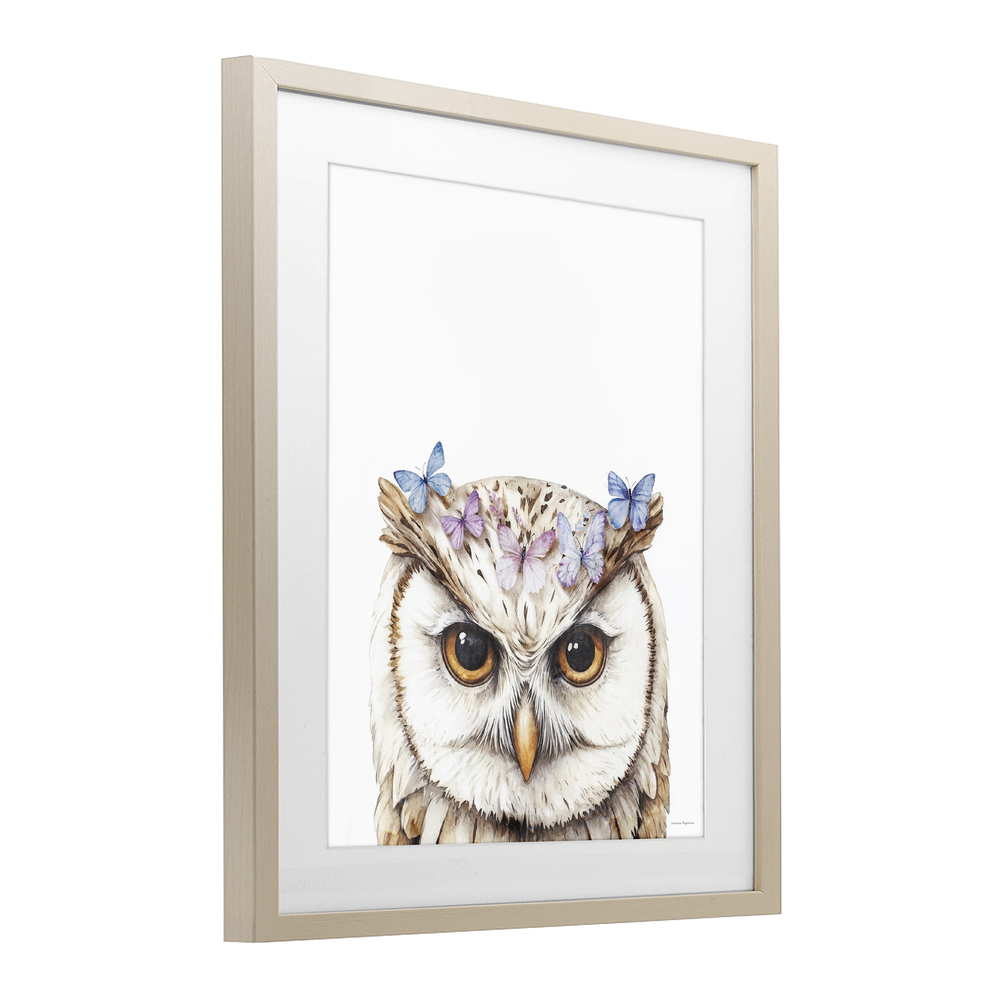 Stupell Industries Owl & Butterfly Wings Birch Framed Print Under Glass, design by Svetlana Aleynikova