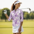 thumbnail image 4 of Uorisanigo Rabbit Daisy Womens Moisture Wicking Casual Tennis Activewear Fashionable Versatile Long Sleeve Golf Polo Shirts Comfortable Stylish Zip Up Collar Athletic Tops Size XL, 4 of 7