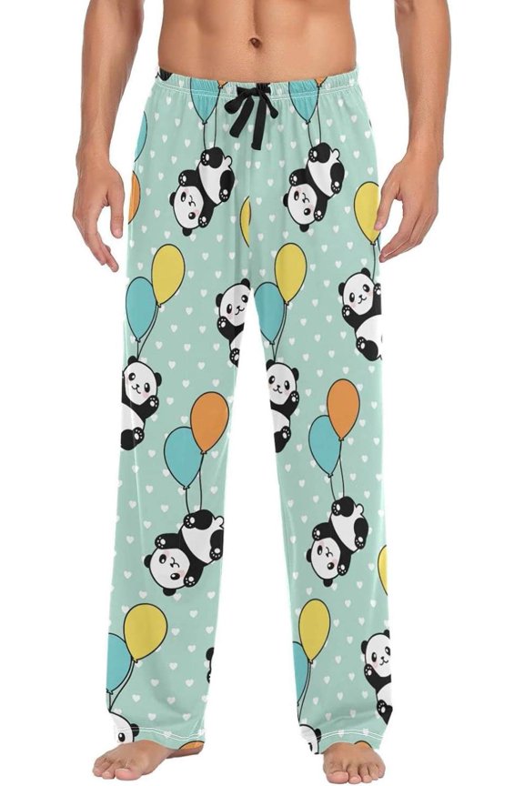 Panda Pajama Pants for Men, Lounge Pants Lightweight Men Pajama Bottoms with Drawstring Pockets, Christmas New Year Birthday Gifts, Large