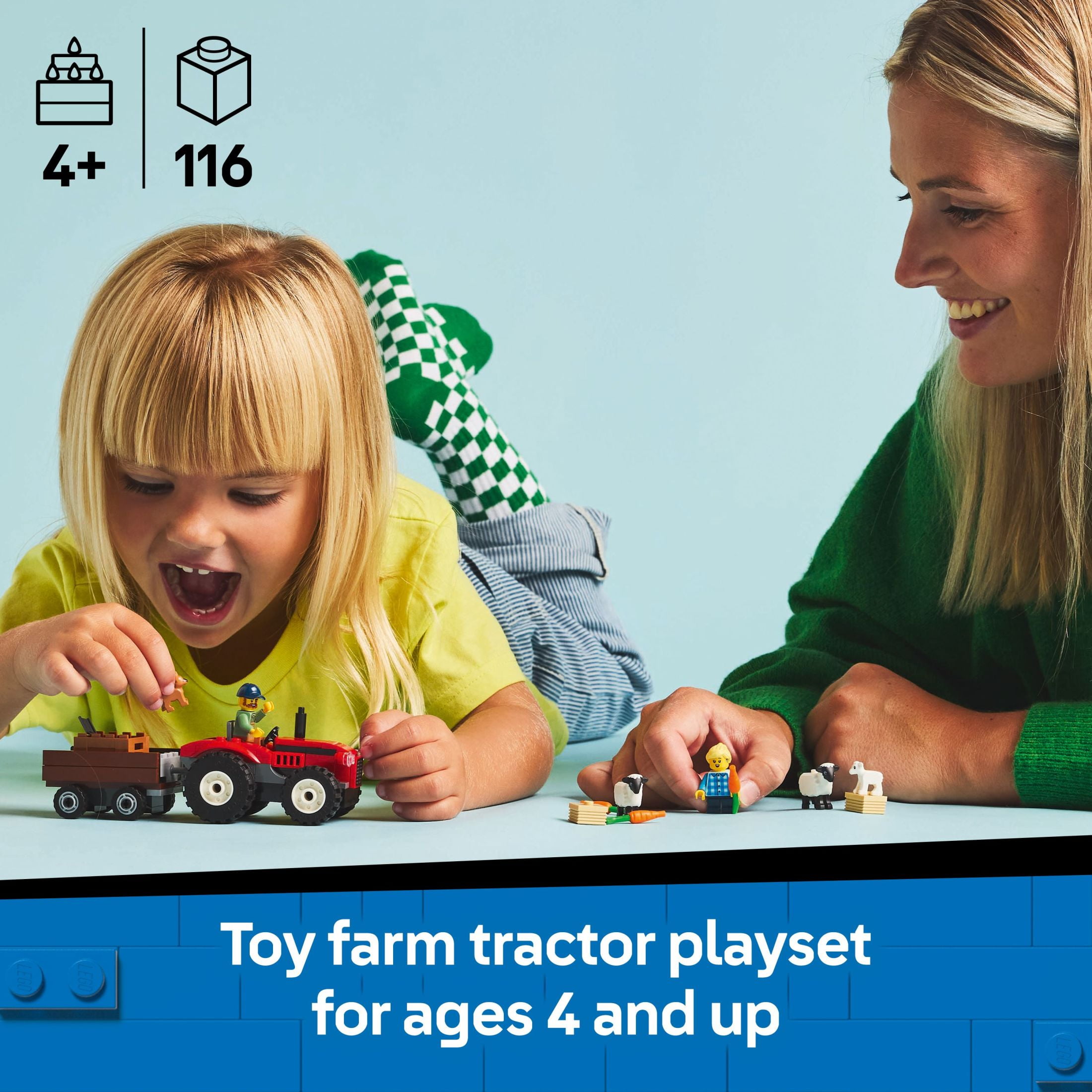 LEGO City Red Farm Tractor with Trailer & Sheep Toddler Learning Toy  Farm Toy with Tractor and Anim(图4)