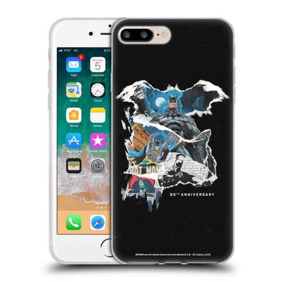 Head Case Designs Officially Licensed Batman DC Comics 80th Anniversary Ripped Paper Logo Soft Gel Case Compatible with Apple iPhone 7 Plus / iPhone 8 Plus