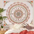 thumbnail image 2 of Tapiz bohemio para colgar en la pared, medallón floral de mandala, tapiz hippie con forma de hongo y carteles de color rosa claro, diseño de corona estética, tapiz de fase lunar natural para, 2 of 5