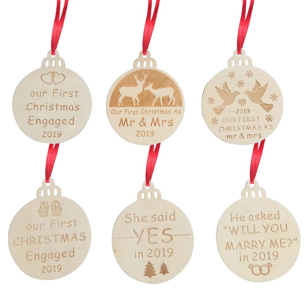 S1 JM01694 Details about   6pcs Wooden Christmas Pendent Xmas Tree Hanging Ornaments Decor 