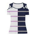 thumbnail image 5 of ShiShine Cut Out Tee Shirts for Women Summer Short Sleeve Cold Shoulder V Neck Loose Fit Tee Shirt Tops, 5 of 6