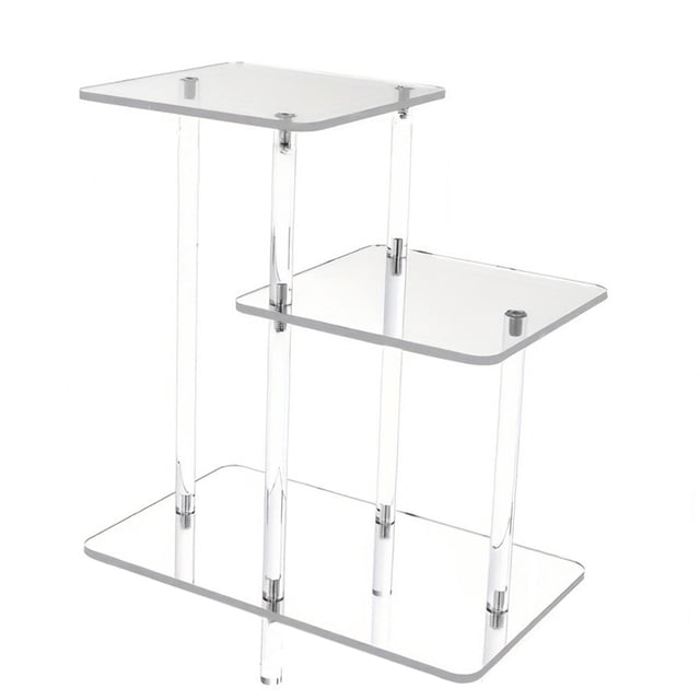 Mesa auxiliar de acrílico transparente para decoración del hogar, pequeña mesa auxiliar de 3 niveles para pasillo, mesita de noche, baño, sala de