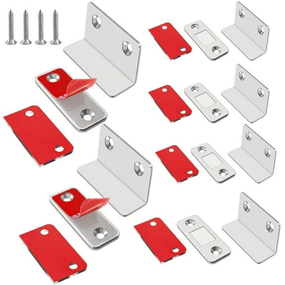 Cabinet Magnetic Catch L-Shaped 6 Pack Ultra Thin Cabinet Door Magnetic Catch for Drawer Magnets Adhesive Cabinet Latch Magnetic Closures for Kitchen Closet Door Closing Magnetic Catch Closer