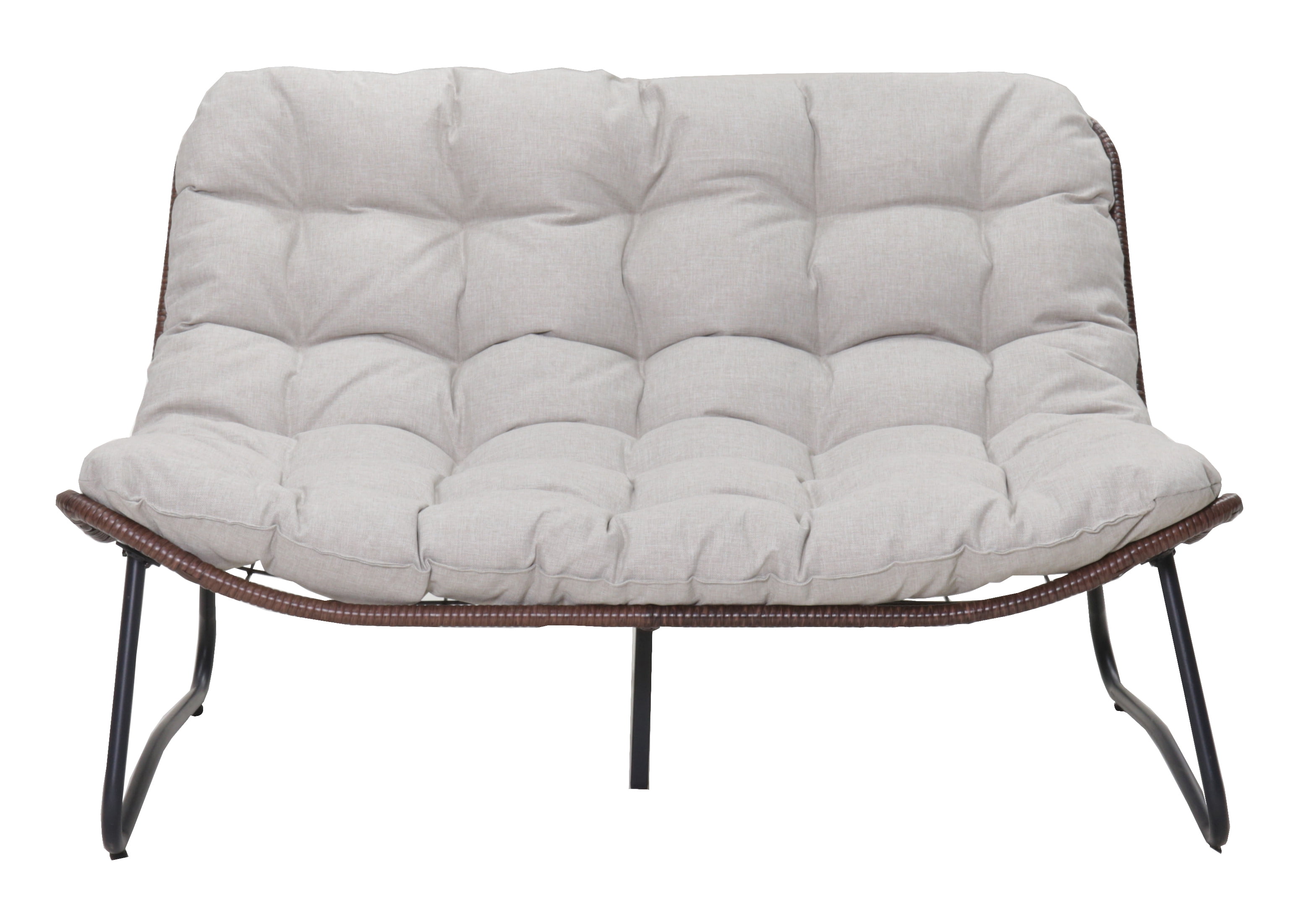 Outdoor Loveseat, Patio Wicker Loveseat, All-Weather Rattan Sofa with Thick Cushion, Rust-Proof Steel Frame, 50.8-Inch Width, Minimal Assembly for Garden Balcony Backyard Patio, Brown
