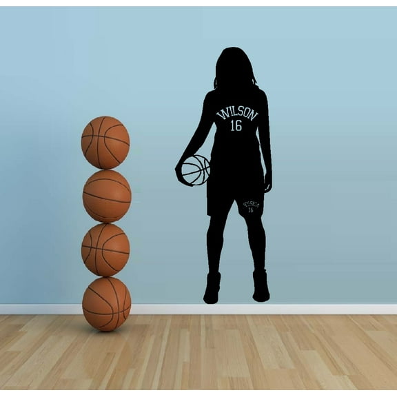Decal ~ Basketball Girl (Custom Name/Nimber) 13" x 33"