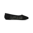 thumbnail image 3 of BLISSFUL STEP Women's Lace Mesh Embroidery Round Toe Slip on Ballet Flat Black 10, 3 of 7