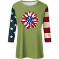 thumbnail image 2 of Camisetas de Manga Corta para las Mujeres Día de la Independencia Patriótica Impresa 3/4 Manga Cuello Redondo, Camiseta Casual para Diarios Y Festivales, 2 of 5