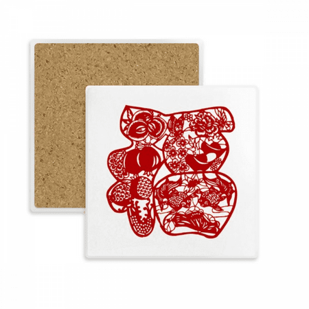 

Blessing Paper Cut Flower Bird Fish Square Coaster Cup Mat Mug Subplate Holder Insulation Stone