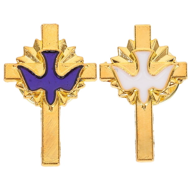 2 broches de paloma de la paz con forma de cruz para solapa, para decoración de primera comunión, bautizo o fiesta, broches religiosos vintage para mujer.