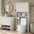 thumbnail image 3 of Funihold Over The Toilet Storage Cabinet, 31''W Modern Fluted Toilet Storage Cabinet with Toilet Paper Storage Holder & Adjustable Shelf for Bathroom, White, 3 of 7