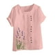 thumbnail image 3 of Vestidos Casuales Para Mujer, Blusas De Mujer De Moda Blusa informal de lino con cuello redondo y manga corta con botones para mujer, talla grande, estampada, 3 of 3