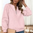 thumbnail image 2 of Tqcoqu Sweatshirt For Women Texture Zip V Neck Solid Color Winter Fall Sweatshirts Casual Comfy Outfits Pullover, 2 of 9