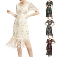 thumbnail image 1 of Sentmoon Robe d'Entraînement Grande Taille Manches Courtes Robes de Soirée pour Femmes Brodées à Sequins Ample Col en V Robes Élégantes pour Femmes Formelles Été Décontractées pour Détente Confortable TTTG, 1 of 4