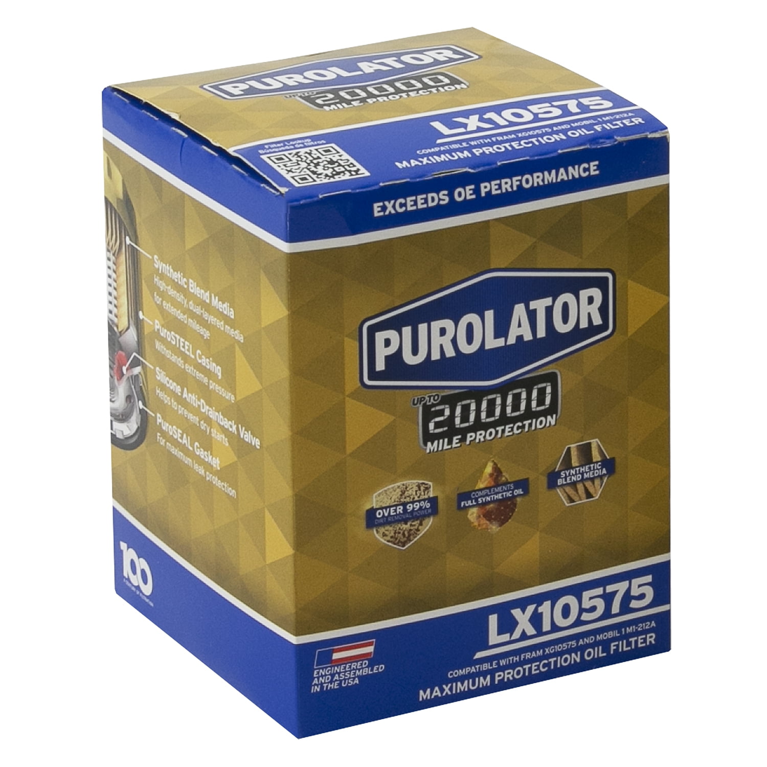 Purolator LX10575 Purolator 20K Oil Filter with 20,000 Mile Protection for Select Ford, Jeep, Chevrolet, RAM, and more