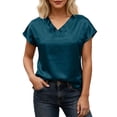 thumbnail image 2 of Satin T Shirts for Women 2026 Summer Short Sleeve V Neck Business Dressy Casual Office Work Tshirt Blouse, 2 of 7