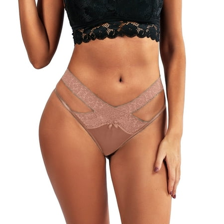 

MRULIC panties for women Thong Women Panties Sexy Lace Lingerie Underwear Lowwaist Women s Panties Khaki + S