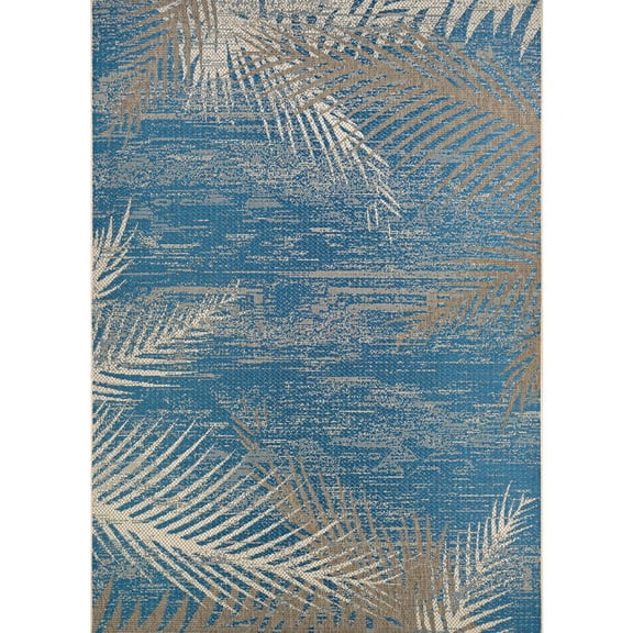 Tropical Palms Area Rug, Ocean ,Rectangle, 5'10" x 9'2"