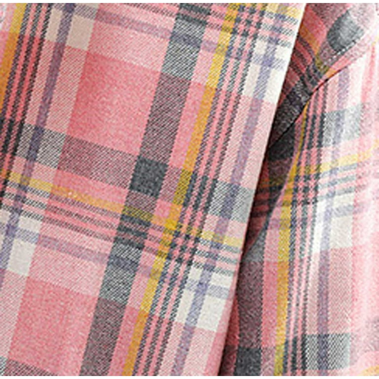 JGGSPWM Mens Shacket Relaxed Fit Casual Button Down Shirts Flannel Shirts  for Men Big and Tall Turndown Collar Plaid Long Sleeve Thin Jacket Pink XL  