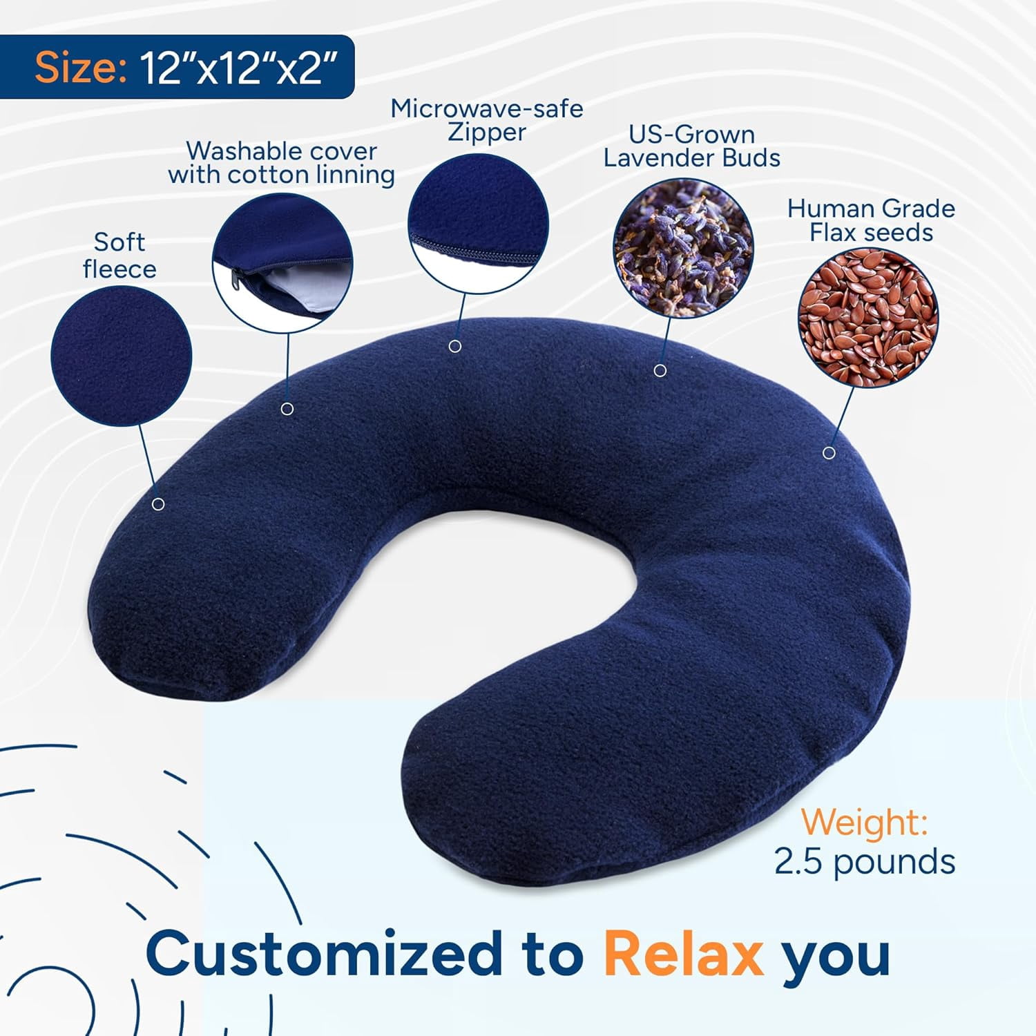 SunnyBay Microwave Heating Pad, Microwavable Heated Neck Pillow for Moist Hot or Cold Therapy, Aromatherapy Heated Neck and Shoulder Wrap with Flaxseed and Lavender Filling, FSA HSA Approved, Blue