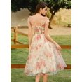 thumbnail image 6 of Apricot Floral Organza Midi Dress With Puff Sleeves And Sweetheart Neckline, 6 of 7