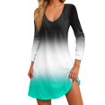 thumbnail image 2 of Topvent Women's Casual And Fashionable V-neck Printed Pocket 3/4 Sleeve Loose Fitting Dress, 2 of 6