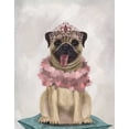 thumbnail image 2 of Fab Funky 20x24 Black Ornate Wood Framed with Double Matting Museum Art Print Titled - Pug Princess On Cushion, 2 of 4