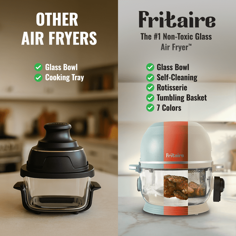 Fritaire Self-Cleaning Glass Bowl Air Fryer Orange
