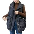 thumbnail image 2 of Hvyesh Puffer Vest for Women 2025 Trendy Sleeveless Puffer Coat Zipper Solid Padded Gilet Casual Zip Pockets Waistcoat Outdoor Hiking Jacket with Pockets, 2 of 9