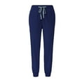thumbnail image 4 of Ktyne Scrub Bottoms for Women Soft Four-Way Stretch Scrub Pants with Pockets Moisture Wicking Slim Fit Cargo Scrub Pants Casual Drawstring Lounge Wear Royal Blue L, 4 of 5