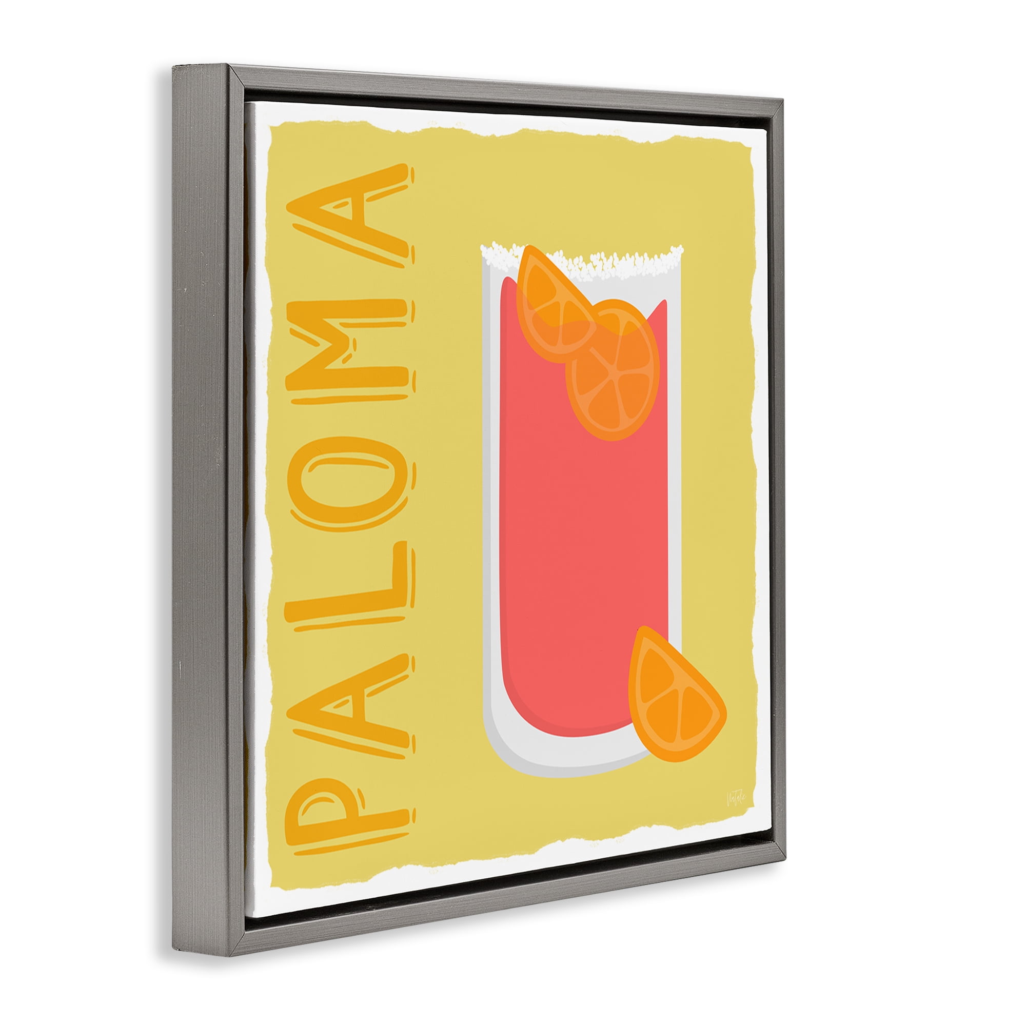 Stupell Industries Paloma Cocktail Drink Food & Beverage Painting Gray Floater Framed Canvas Art Print Wall Art, 25 x 25