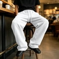 thumbnail image 6 of Hsovts Mens Baggy Sweatpants Casual Straight Wide Leg Sweat Pants Drawstring Athletic Workout Gym Jogger with Pockets White S, 6 of 8