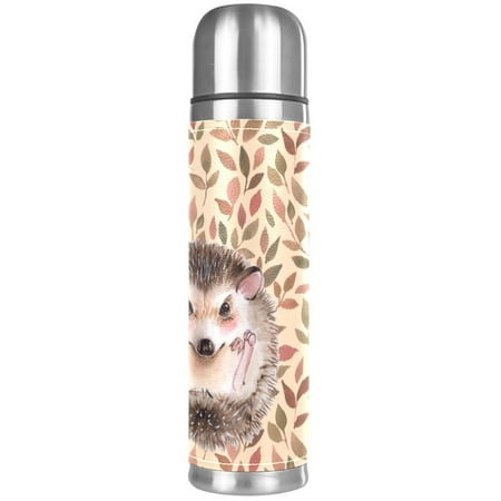 

Lovely Hedgehog & Leaves Pattern Premium Insulated Water Bottle - Water Mug with Food-Grade PP Vacuum Insulated Leak-proof BPA-Free
