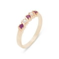 thumbnail image 1 of LBG British Made 14k Rose Gold Natural Ruby & Cultured Pearl Womens Eternity Ring - 33 size options - Sizes 4 to 12 Available, 1 of 6