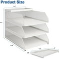thumbnail image 2 of 3-Tier Stackable Paper Tray, Metal Mesh Desktop Organizer, Paper Sorter, Letter Trays,File Document Storage Rack for for Home, Office, School (White), 2 of 14