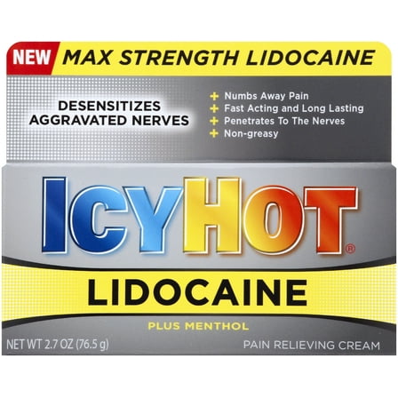 Icy Hot Max Strength Pain Relief Cream With Lidocaine Plus Menthol, 2.7 Ounces
