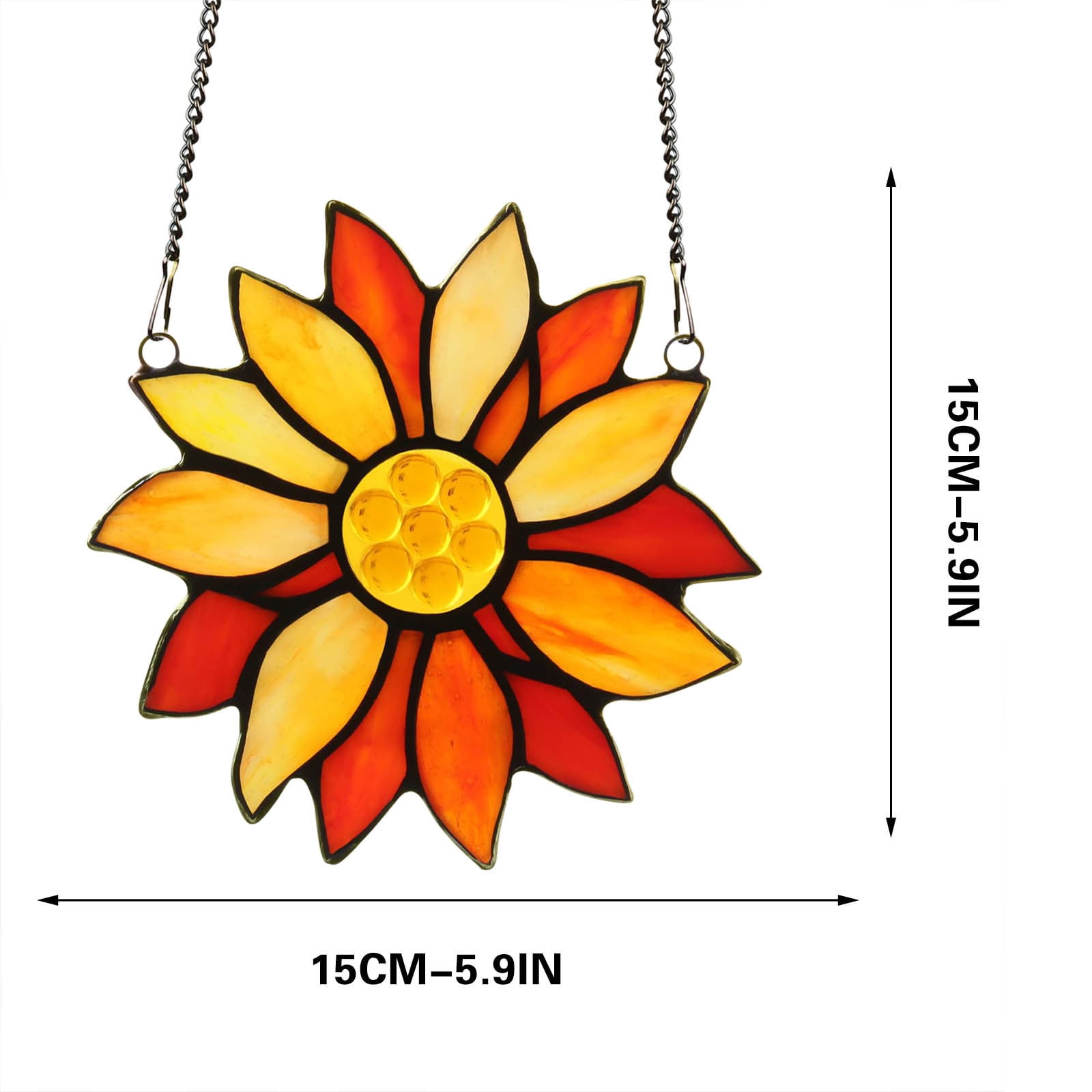 Yannianjz Sunflower Wind Chime Pendant, Colorful Acrylic Window Hanging Decor, Outdoor Garden Wind Chimes for Living Room, Bedroom, Courtyard