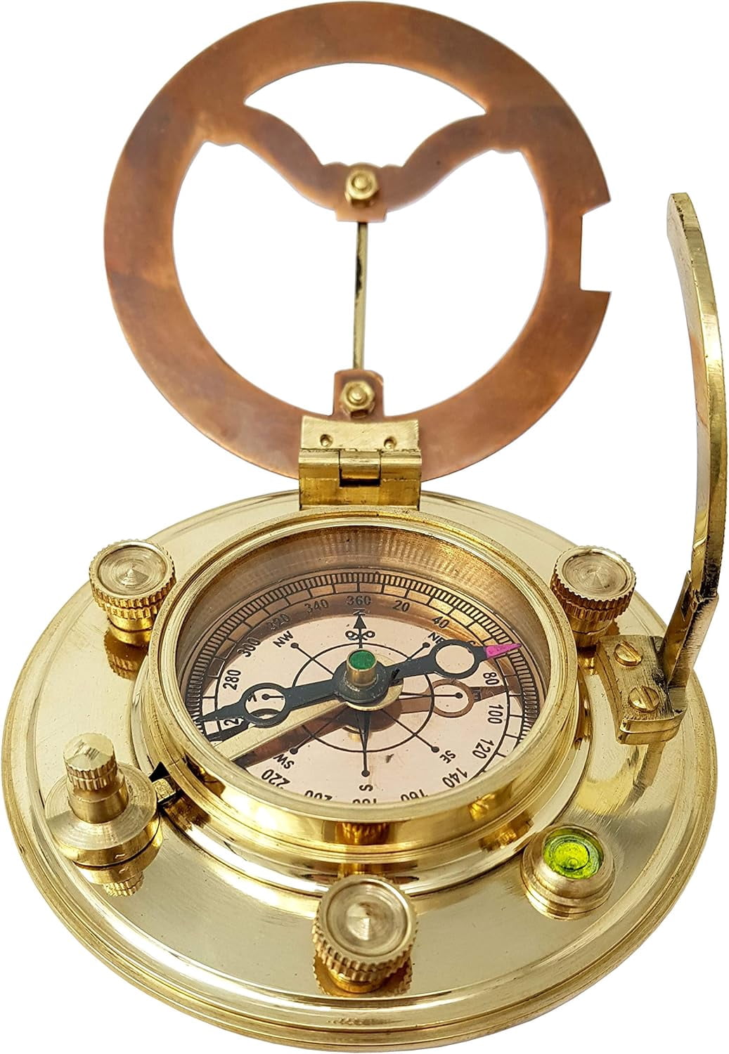 Brass Nautical - Antique Brass & Copper Sundial Compass, Sundial Clock in Box Gift Sun Clock Ship Replica
