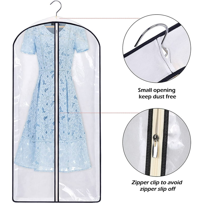 Hejo 2 PCS Long Dress Bags Covers, 60 U00d7140 Cm Dress Bag With Zip, Garment Bags, Transparent Dress Covers Garment Bags Full Length, Suit Cover Bag, Waterproof Clothes Covers For Suit, Jacket