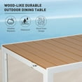 thumbnail image 5 of Outdoor Dining Table for 8 Person, 71” Aluminum Patio Dining Table with 1.6” - 2” Adjustable Umbrella Hole, Slat Rectangle Table with Wood Like Table Top for Backyard Garden, 5 of 6