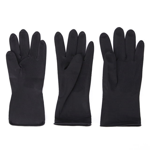 EeaseMX pares de guantes de goma reutilizables para limpieza del hogar, para teñir el cabello, cocina, impermeables, protectores para lavavajillas y ropa, guantes de látex (negros, tallas S, M, L)