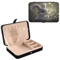 thumbnail image 2 of Leather Jewelry Box Rectangular 8.27x5.5x1.78In Travel Jewelry Storage Earrings Necklace Bracelet Watch Brooch Storage Super Beautiful Grey Rabbit, 2 of 8