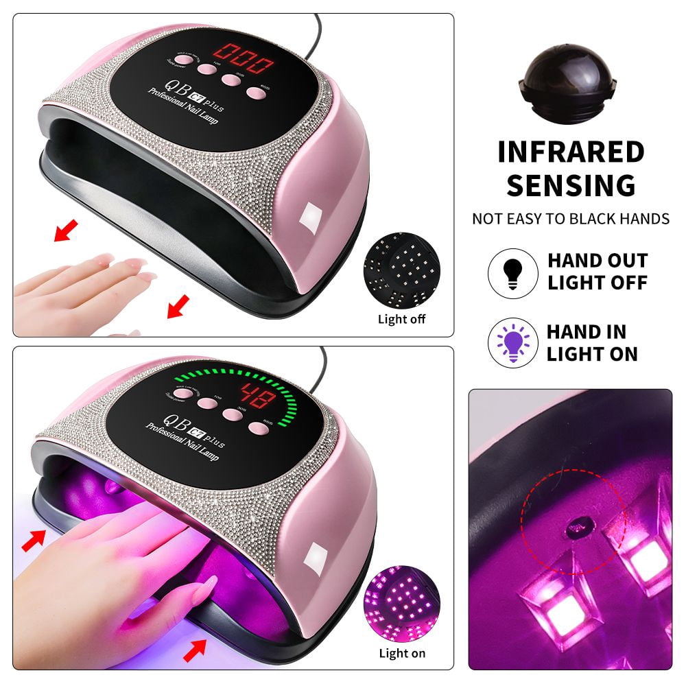 Professional UV LED Nail Lamp, LIMEGIRL Nail Dryer for Gel Polish, 4 Timers UV Nail Lamp Professional Nail Light,57Pcs Lamp Beads and Automatic Sensor