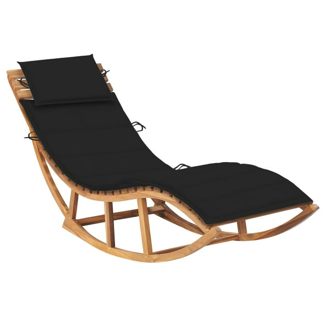 vidaXL Patio Lounge Chair Rocking Sunlounger with Cushion Sunbed Solid Teak