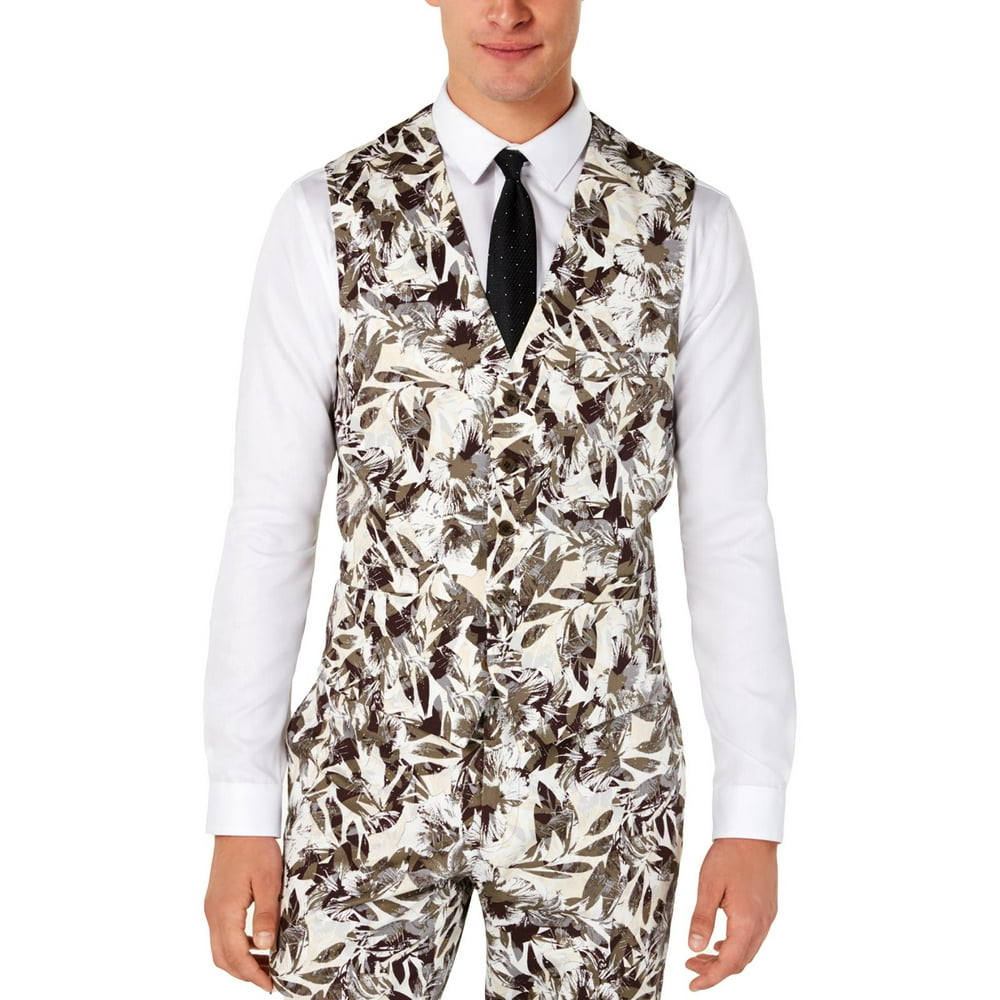 INC INC Mens Slim Fit Botanical Suit Vest