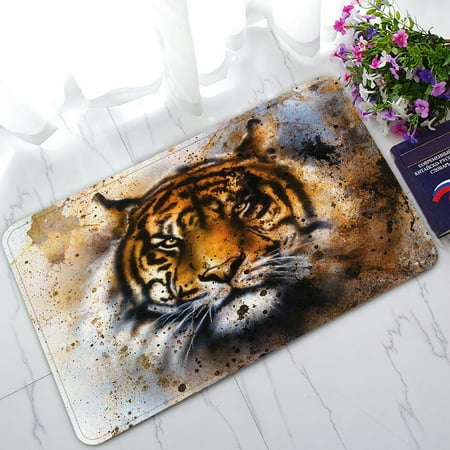University Tigers Floor (PHFZK Watercolor Doormat, Tiger Spirit Doormat Outdoors/Indoor Doormat Home Floor Mats Rugs Size 30x18)