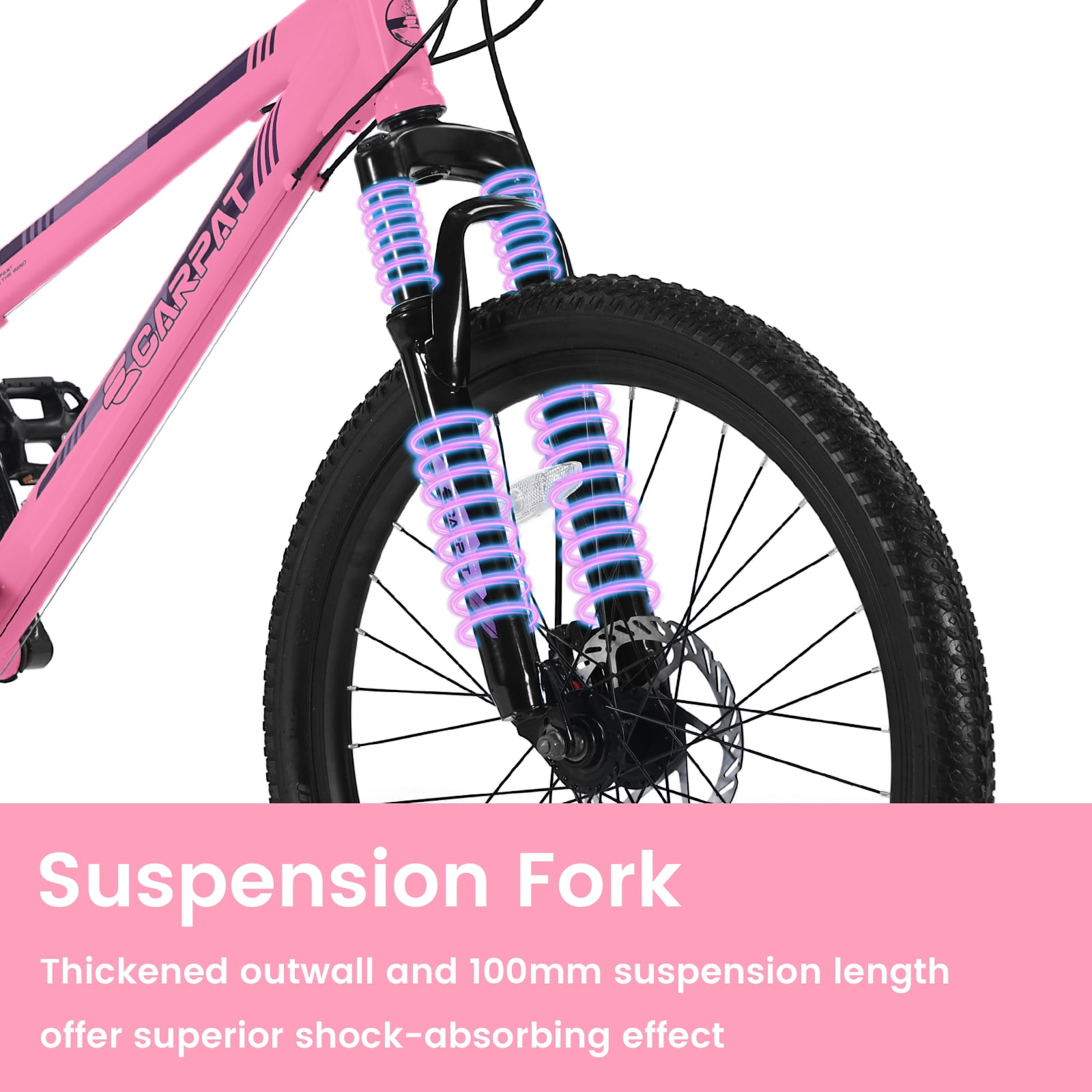 24 inch Girls Women Mountain Bike, 21 Speeds Mountain Bicycle with Steel Frame, Dual Disc Brakes and 100mm Front Suspension, MTB Bike for Urban Trail Snow Commuter, Pink