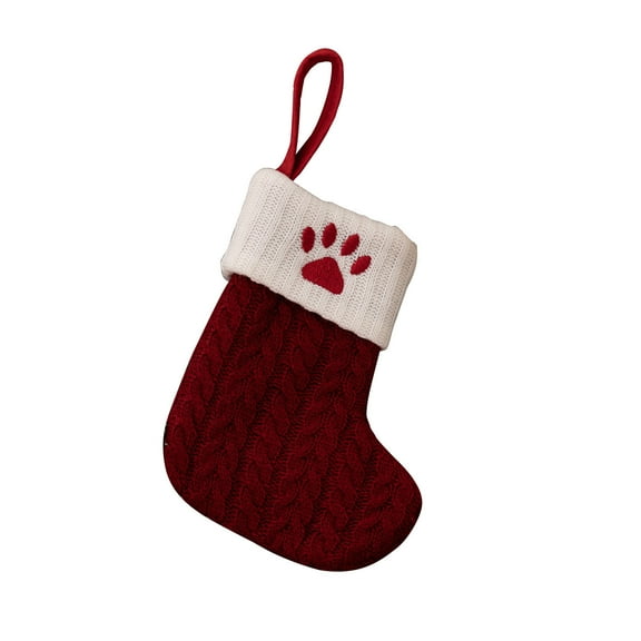 Odeerbi Family Initial Christmas Stocking Knit Xmas Socks Decoration Christmas Letter Printed Wool Stocking Pendant Christmas Decorations Gift Bag Red